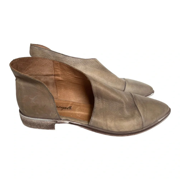 Free People Royal Flat Gray Leather D’Orsay Pointed Toe Shoes Size 41 US 10‎ - Picture 8 of 11